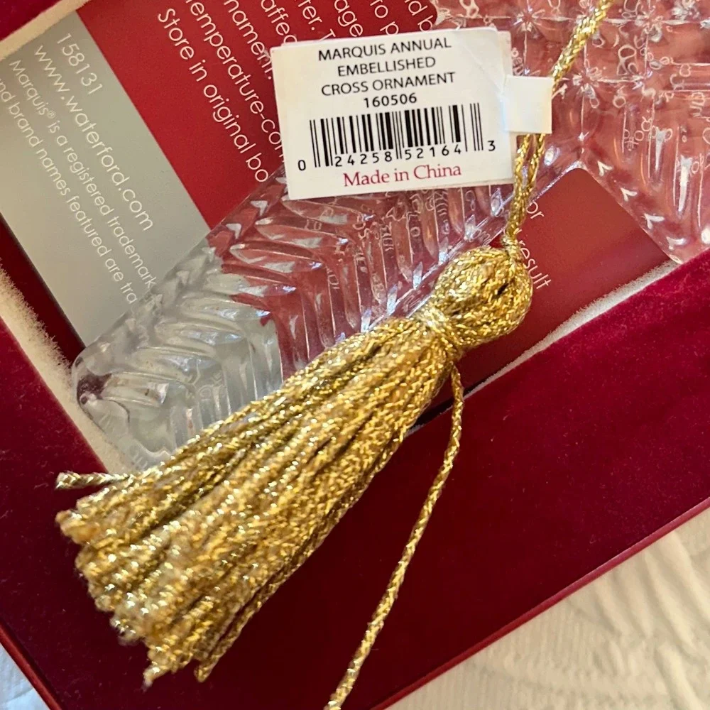 Vintage 2000s Marquis by Waterford Embellished Crystal Cross Ornament New in Box